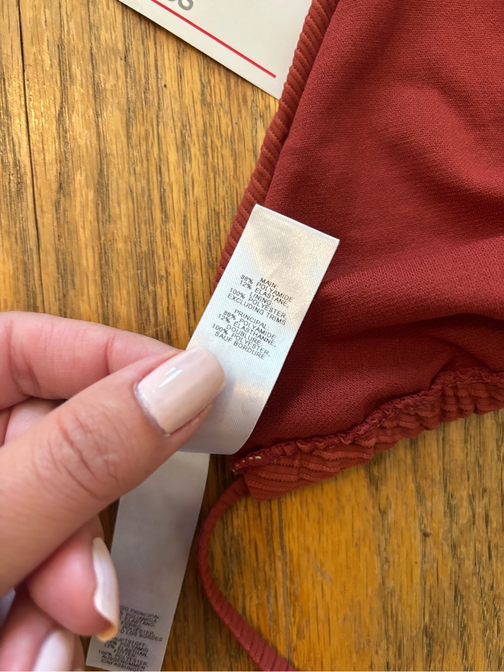 ASOS Ribbed Triangle Bikini Top in Rust - Picture 6 of 7